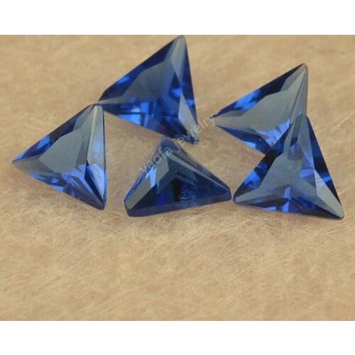 Sale 3x3~10x10mm 5A Dark Blue Color Sapphir-e Glass Synthetic Gems Right Triangle Shape Brilliant Cut Loose Glass Stone For DIY