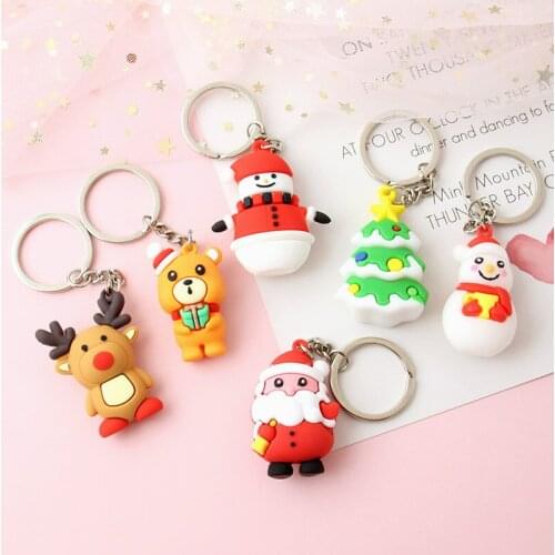 Christmas Keychain Men Boy Girl Christmas Gift Daddy Reindeer Snowman Tree Keychain Kids Dids