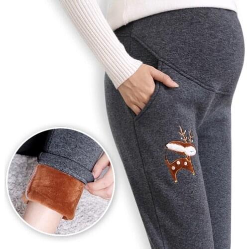 2020 Hot Sale Good Quality Cotton Maternity Pants All Match Thicken Velvet Warm Winter Pants For Pregnant Women Big Size M-XXL