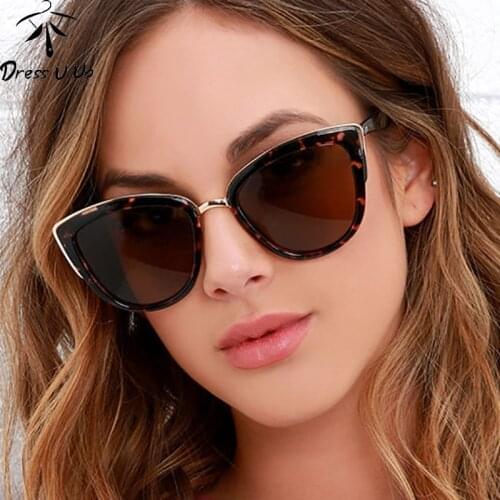 DRESSUUP Women Retro Cat Eye Sunglasses Individual Plastic Frame Glasses Leopard Sun glasses Female Glasses For Women Gafas