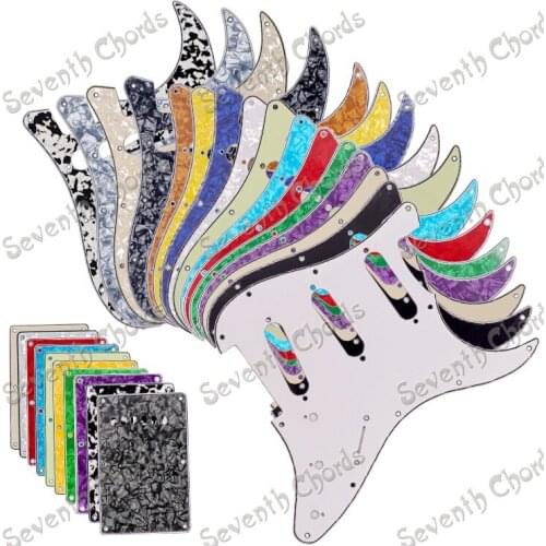 SSS 3 Ply 11 Holes Guitar Pickguard and 6 Holes Guitar Backplate Back Plate Tremolo Cover - Multicolor for choose