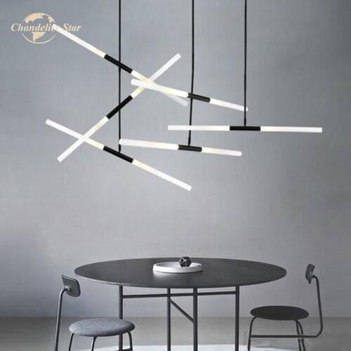 Nordic LED Chandeliers Lighting Modern Iron Glass Gold Black Long Pendant Hanging Lamps Living Room Bedroom Lights Fixture