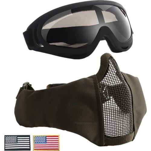 Tactical Half Face Helmet Goggles Set Lightweight Folding Shockproof Mouth Protector Eyewear Sports Accessories 2021
