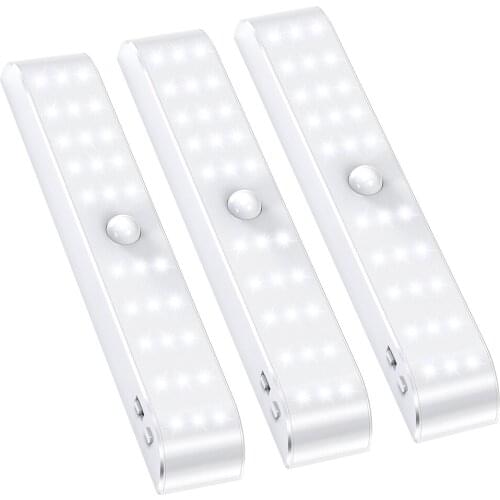 Three Row Wardrobe Light 30LED Cold and Warm Light Cabinet Light Rechargeable Human Infrared Sensor Light Bedroom Entrance