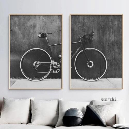 Vintage Bicycle Mountain Bike Nordic Posters Black and White Canvas Painting and Prints Wall Pictures Living Room Bedroom Decor