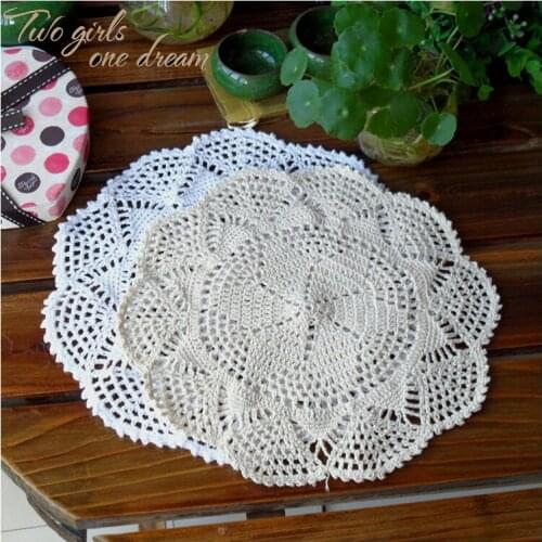 Vintage Hotel Table Decorative Doilies DIY Handmade Crochet Household Flower 12pcs/lot Round Cup Mat 27CM Coaster Placemats