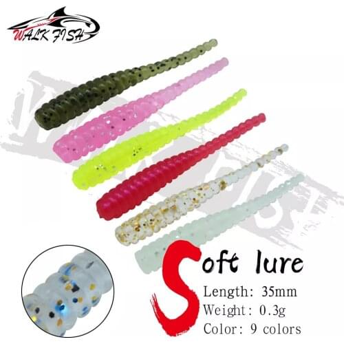 WALK FISH 20PCS 0.3g 35mm Fishing Lure mini Soft Worm Shrimp Jerkbait Fish Ocean Rock lure bass soft fish smell Leurre Souple
