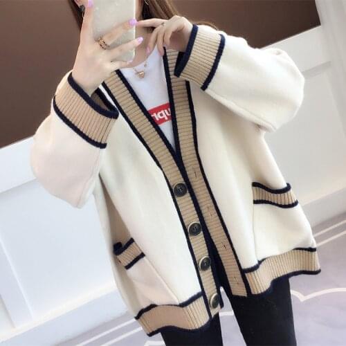 Women Thicken Sweaters Cardigan Coat 2020 Autumn Winter Solid Loose Single-Breasted Wild Warm Outwear Female Knitted Tops Z870