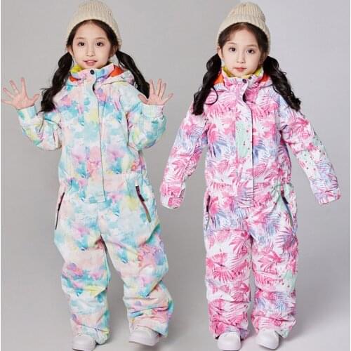 Winter Warterproof Girls Snow Suits Hoodie Fleece Kids Gilr Ski Jumpsuit Sport Outdoor Children Ovearlls Windproof Warm Clothes