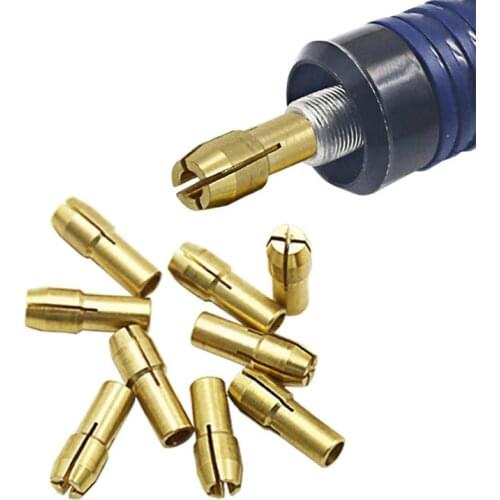 10pcs Electric Grinder Accessories Electric Grinder Chuck Electric Grinder Three-jaw Copper Chuck Nut Copper Sandwich 0.5-3.2mm