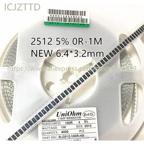 100PCS 2512 5% J 6432 6.4*3.2 3R 3R0 3.3R 3R3 3.6R 3R6 3.9R 3R9 4.3R 4R3 4.7R 4R7 5.1R 5R1 5.6R 5R6 6.2R 6R2 7.5R 7R5 8.2R 8R2