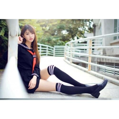 3pcs one set Japanese School sailor uniform fashion school class navy sailor school uniforms for Cosplay girls suit