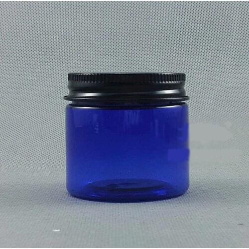 300pcs/lot Capacity 50g blue cosmetic container,Cosmetic Packaging,Cosmetic cream jar with black aluminum cap