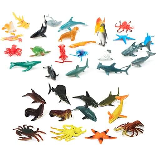 36pcs Ocean Sea Life Model Underwater World Realistic Plastic Marine Toy Figure Aquarium Accessories Marine Animals bath toy