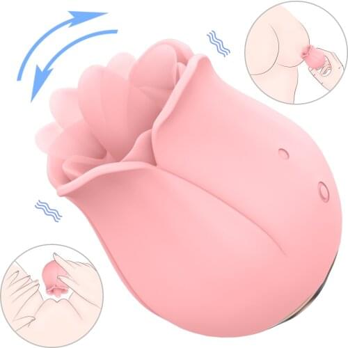 9 Speeds Rose Flower Tongue Licking Vibrating Massager Vagina Dildo Vibrator Oral Sex Clitoral Stimulator Sex Toys For Female