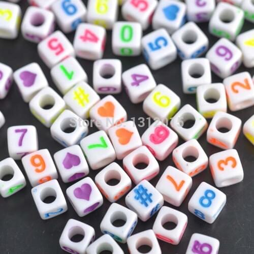 6mm 200pcs Mixed color Number Cube Acrylic spacer beads neon Beads For Jewelry making DIY YKL0214X