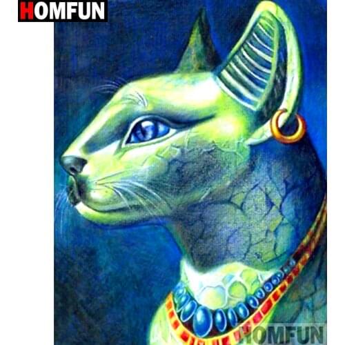 HOMFUN Full Square/Round Drill 5D DIY Diamond Painting "Egyptian cat" 3D Embroidery Cross Stitch 5D Home Decor A13235