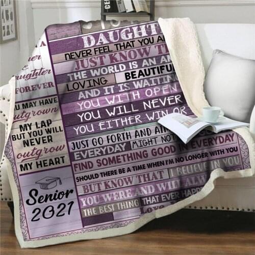 Velvet Plush Flannel Blanket To My Daughter Message Letter Throw Couch Quilt Blanket Home Textiles Bed Sofa Express Love Blanket