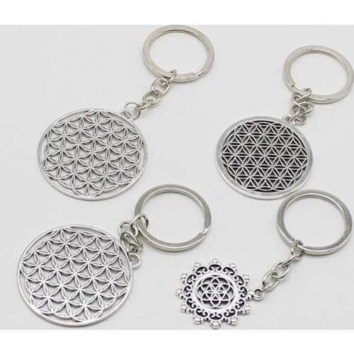 1 Flower of Life Buddhism Keychain Seed Flower of Life Sacred Geometry Jewelry Flower of Life Namaste Yoga Jewelry Keychain