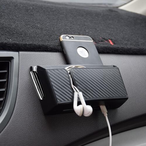 Black Environmental Universal Car Truck Mobile Phone Card Holder Pen Stand Case With Removable Sticker