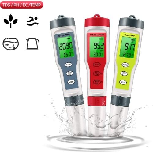 Digital PH Meter TDS Monitor Temp EC Tester Water Quality Tester Water Purity Measuring Device for Pool Aquarium 20%off