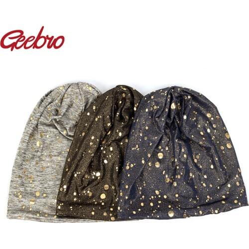 Geebro New Women Splatter Paint Slouchy Beanies Hat Men Fashion Print Flat Baggy Cotton Knitted Caps Skullies Gorros DQ954