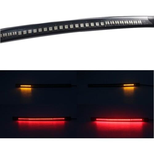 Flexible 48 LED Motorcycle Light Bar Strip 2835 3014 SMD Dual Color Tail Turn Signal Stop Bulb Lamp Brake Light Tail Rear Brake