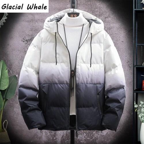 GlacialWhale Winter Gradient Down Jacket Men 2021 Cargo Jacket Hooded Windproof Coat Streetwear Waterproof Jacket For Men
