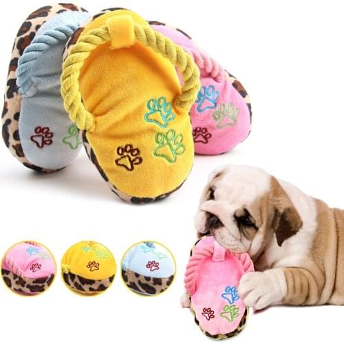 Dog Toy Pet Chew Play Toy For Pet Cat Puppy Teeth Cleaning Funny Squeaker Toy Dog Squeak Plush Slipper Shaped Squeaking Toys