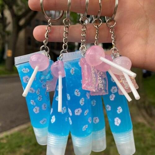 Private Lipgloss Keychain Cool Design Euro Fashion Lip Gloss Set Cartoon Vegan Glitter Flower Natural Keychain Vendor Lip Gloss