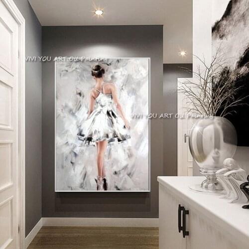 Abstract Ballet Girl Oil Painting on Canvas Handmade Dancing Ballerina Wall Art Cuadros Picture for Living Room Decoration