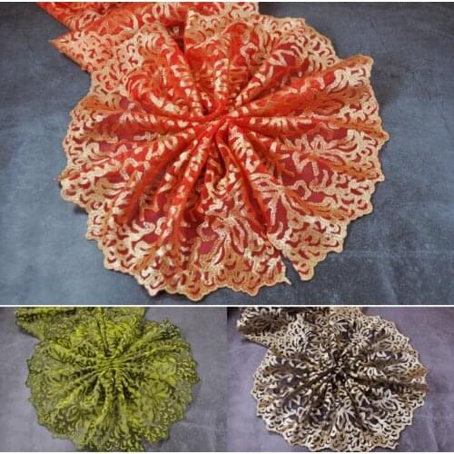 1 Meter Wide Embroidery Lace Fabrics 32cm Wedding Accessories Bilateral Gold Lace Trim Decoration Diy Craft Materials