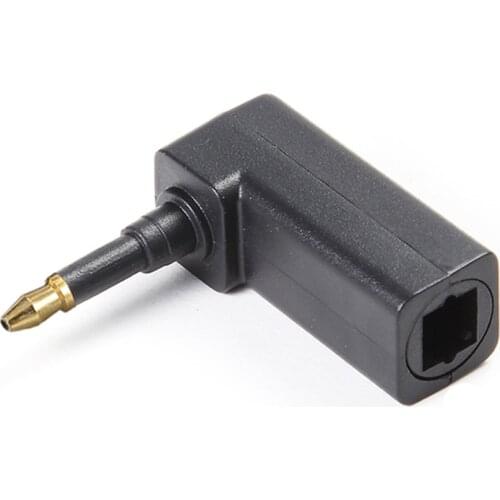 Square Mouth Toslink Female to Male 3.5mm Mini Optical Plug Adapter 90 Degree Angle Connector for Digital to Analog Converter