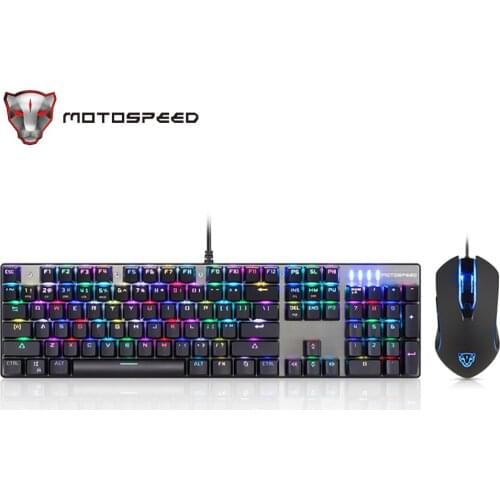 Motospeed CK888 Mechanical Keyboard Mouse Set RGB LED Backlight 104 Key Wired Gamering Keyboard Blue Switch For Desktop Laptop