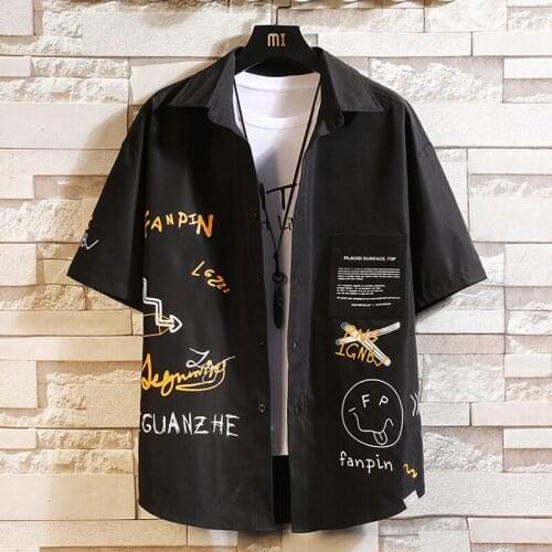 Men shirts shorts sleeve 2021 summer fashion streetwear hip hop dress shirt mens clothing