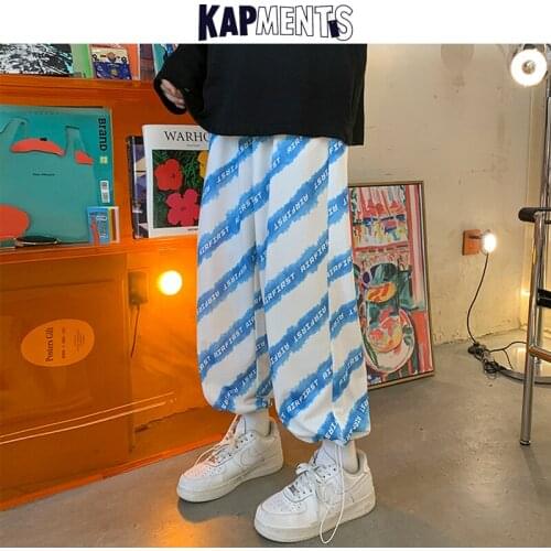 KAPMENTS Men Designer Letter Harajuku Sweatpants 2021 Mens Vintage Causal Streetwear Joggers Pants Male Japanese Sweat Y2k Pants