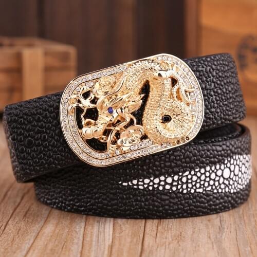 Gold buckle dragon mens belts luxury high quality pearl fish strap cowhide genuine leather ceinture 2020 new hot designer 105 cm