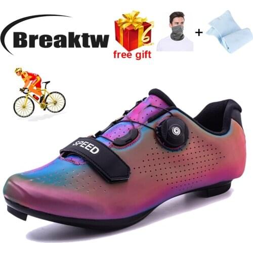 New Fashion Couple Night Vision Colorful Reflective Bicycle Shoe Without Lock Rubber Non-slip Wear-resistant BicycleRiding Shoes