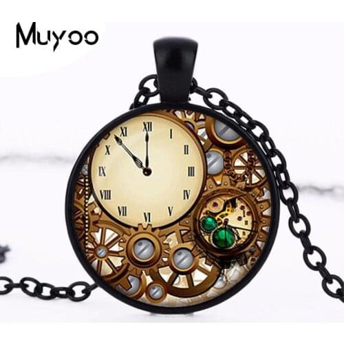 2017 new hot 2015 Fashion Gift Steampunk clock pendant vintage White clock Steampunk necklaces pendants for Women men HZ1