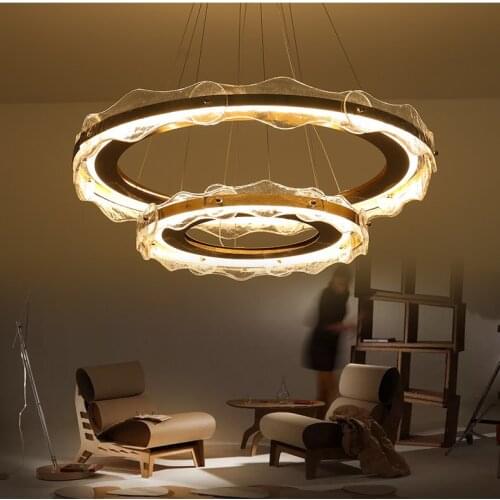 Postmodern new chandelier light luxury creative living room lamp net red clothing shop pattern glass double ring lamp