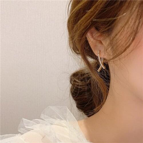 ZDMXJL 2021 New Arrival Fashion Womens Earrings Fine Simple Cross Zircon Earrings For Women Party Jewelry Gifts Drop-shipping