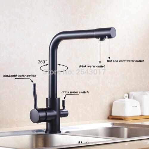 Wholesale Black Kitchen Flexible Faucet Drinking Water Faucet Swivel 360 Degree Hot and Cold Filter Water Torneira Cozinha ZR367