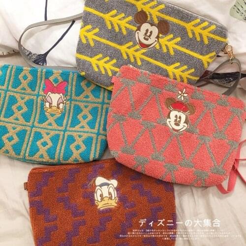 Disney Mickey Minnie Daisy Duck Donald Fauntleroy Duck Stripe Cartoons Plush Shoulder Bag Inclined Shoulder Bag 27*17cm