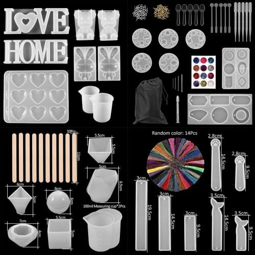 Mixed Styles Epoxy Resin Casting Mold Kits UV Resin Tool Set Mold For DIY Handmade Pendant Jewelry Making Finding Accessories