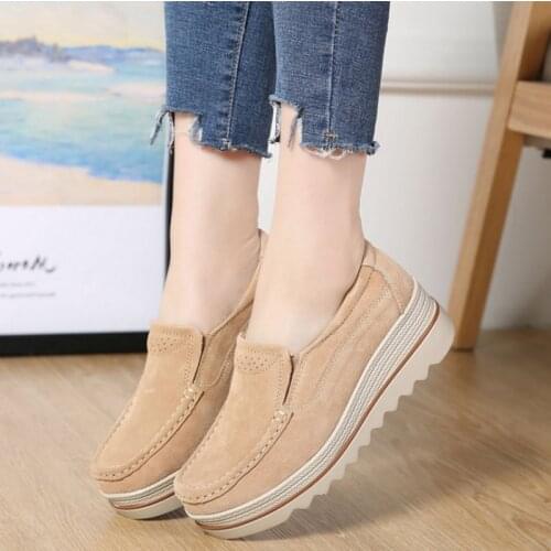 Women Flats Shoes 2021 Spring Platform Slip On Flats Woman Sneakers Female Suede Ladies Tenis Loafers Moccasins Casual Shoes