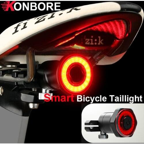 Bicycle Rear Light Smart Auto-Brake Sensing Tail Light Waterproof LED USB Charge Cycling Taillight Bike Rear Light Accessories
