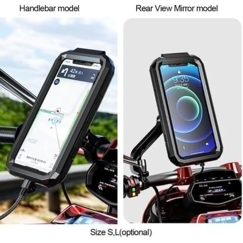 2021 New Waterproof Case Bike Motorcycle Handlebar Rear View Mirror 3 to 6.8" Cellphone Mount Bag Motorbike Scooter Phone Stand