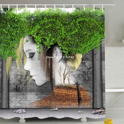 Creative Shower Curtain for Cute African Girl 3D Digital Printing Art Waterproof Decorative Shower Curtain with Hook