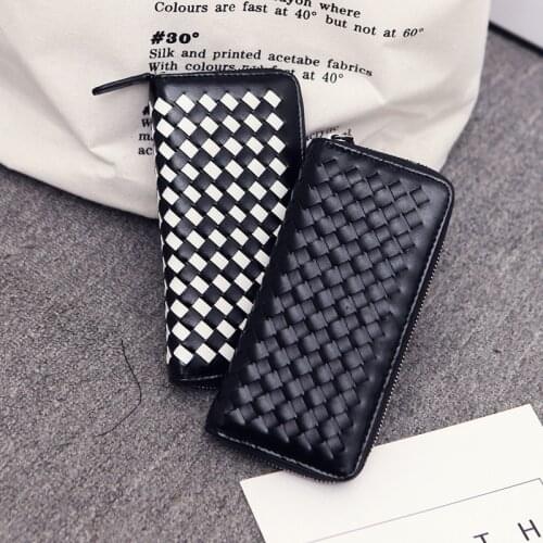 Women Wallets Weaving Style Fashion Female Lingge Long Pu Leather Coin Purses Ladies Clutch Phone Bag Money Clip Card Holder