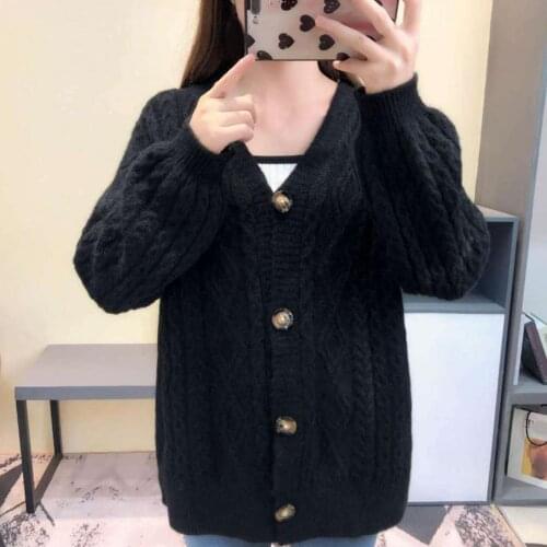 New Fashion Women Loose Open Front V-Neck Warm Knit Cardigan Sweater Coat Button Jumpers Knitwear Tops